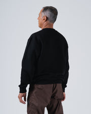 Kingz Script Crewneck - Back View - Plain Fleece Back and Ribbed Hem - Black - Men's BJJ Streetwear