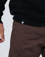 Kingz Script Crewneck - Hem Detail Close Up - Ribbed Hem and Crown Label Tag - Black - Men's BJJ Streetwear