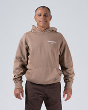 Kingz HQ V2 Hoodie - Front View - Kingz Kimonos Chest Text Logo - Taupe - Men's BJJ Hoodie