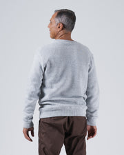 Kingz Jiu Jitsu Club Crewneck - Back View - Plain Back and Ribbed Hem Fit - Light Gray - Men's BJJ Crewneck