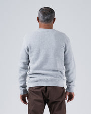 Kingz Jiu Jitsu Club Crewneck - Straight Back View - Centered Plain Back Fit - Light Gray - Men's BJJ Crewneck