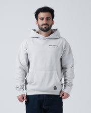 Kingz HQ V2 Hoodie - Front View - Chest Kimonos Text Logo - Light Gray - Men's BJJ Hoodie