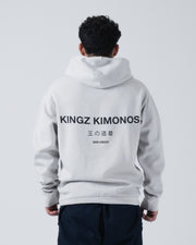Kingz HQ V2 Hoodie - Straight Back View - Full Centered Black Back Print - Light Gray - Men's BJJ Hoodie