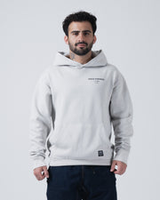 Kingz HQ V2 Hoodie - Front Torso View - Centered Chest Logo and Hem Label - Light Gray - Men's BJJ Hoodie