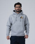Kingz Jiu Jitsu Culture Hoodie - Front View - Gold Chest Culture Logo - Grey - Men's BJJ Hoodie