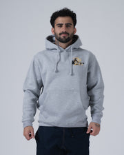 Kingz Jiu Jitsu Culture Hoodie - Front View - Gold Chest Culture Logo - Grey - Men's BJJ Hoodie