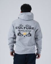 Kingz Jiu Jitsu Culture Hoodie - Straight Back View - Full Centered Culture Print - Grey - Men's BJJ Hoodie