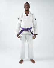 Kingz Nano 3.0 BJJ Gi White - Full Body Front View Complete Gi Set Athlete Wearing White Kimono