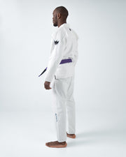 Kingz Nano 3.0 BJJ Gi White - 3/4 Side View White Kimono Drawstring Pants Full Set