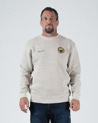 Kingz Jiu Jitsu Club Crewneck - Front View - Embroidered Chest Crest and Script - Latte - Men's BJJ Crewneck