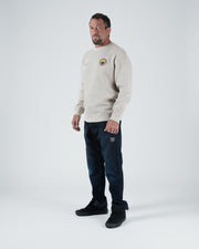 Kingz Jiu Jitsu Club Crewneck - Full Length Front Lifestyle View - Standing Model - Latte - Men's BJJ Crewneck
