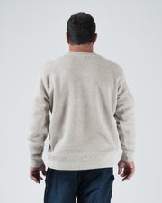 Kingz Jiu Jitsu Club Crewneck - Back View - Plain Back and Ribbed Trim Fit - Latte - Men's BJJ Crewneck