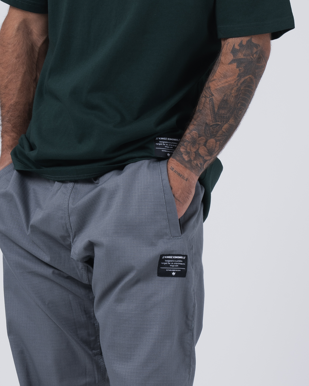 Kingz Casual Rip Stop Men's Gi Pants - Grey