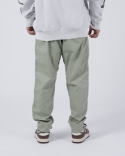 Kingz Casual Rip Stop Gi Pant Stone Green - Back View Male Athlete Relaxed Fit Elastic Cuffs Durable Ripstop Fabric Sage Tone BJJ Gi Training Apparel [color:Stone Green]