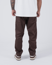 Kingz Casual Rip Stop Gi Pant - Brown - Back View Male Athlete Earthy Brown Durable Rip Stop Fabric Relaxed Fit Elastic Waistband BJJ Gi Training [color:Earthy brown]