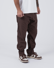Kingz Casual Rip Stop Gi Pant - Brown - Full Body Front View Male Athlete Earthy Brown Durable Rip Stop Fabric Relaxed Fit Elastic Waistband BJJ Gi Training Grappling [color:Earthy brown]