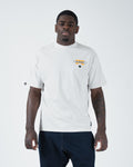 Kingz Flag Tee - Front View - KINGZ Flag Chest Patch Logo - White Pigment Dye Heavyweight BJJ T-Shirt