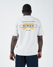 Kingz Flag Tee - Full Body Back View - Premium Jiu Jitsu Gear KINGZ Flag Back Graphic - White BJJ Tee