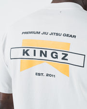 Kingz Flag Tee - Back Graphic Close-Up - Premium Jiu Jitsu Gear KINGZ Est 2011 Yellow Flag Print - BJJ