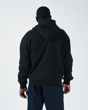 Kingz Kore V2 Zip Up Hoodie - Back Worn View - Plain Fleece Back and Ribbed Hem - Black - BJJ Streetwear Hoodie [color:Black]