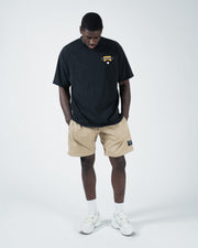 Kingz Flag Tee - Full Body Lifestyle Front - Black Pigment Dye Heavyweight BJJ Casual Cotton Tee