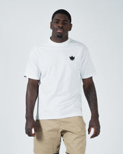 Kingz Kore V2 Tee - Front View - Crown Logo Chest - White Heavyweight BJJ Casual Cotton T-Shirt