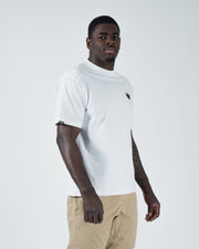 Kingz Kore V2 Tee - Three-Quarter Front View - Crown Logo - White Heavyweight Premium BJJ Casual Tee