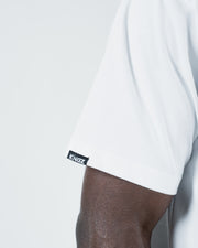 Kingz Kore V2 Tee - Sleeve Label Detail - KINGZ Woven Brand Tag - White Premium Cotton BJJ T-Shirt