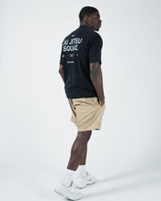 Kingz Jiu Jitsu Squad V2 Tee - Side Back View - JIU JITSU SQUAD Back Print Visible - Black BJJ Casual Tee