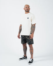 Kingz Kore V2 Tee - Lifestyle Full Body Shot - Beige Heavyweight Cotton BJJ Casual T-Shirt