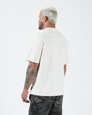 Kingz Kore V2 Tee - Back View - Clean Back Design - Beige 230 GSM Heavyweight BJJ T-Shirt
