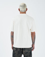 Kingz Kore V2 Tee - Full Back View - Minimal Back Design - Beige Heavyweight BJJ Lifestyle T-Shirt