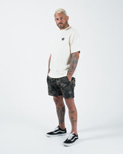 Kingz Kore V2 Tee - Full Body Front Lifestyle - Beige Heavyweight Premium BJJ Cotton Casual T-Shirt