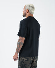 Kingz Kore V2 Tee - Back View - Clean Minimal Back - Black Heavyweight BJJ Lifestyle T-Shirt