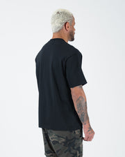 Kingz Kore V2 Tee - Side Profile View - Relaxed Fit - Black 230 GSM Heavyweight BJJ Casual Tee