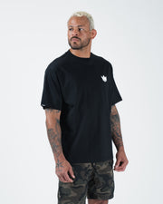 Kingz Kore V2 Tee - Lifestyle Front View - Crown Logo Chest - Black Heavyweight BJJ Casual T-Shirt