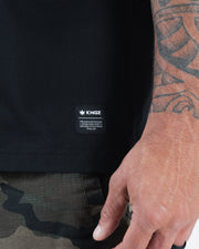 Kingz Kore V2 Tee - Sleeve Label Detail - Kingz Premium Crafted Woven Brand Tag - Black BJJ T-Shirt