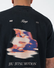 Kingz Jiu Jitsu Motion Tee - Back Graphic Close-Up - Colorful Grappling Artwork Jiu Jitsu Motion - Black BJJ
