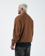 Kingz Kore V2 Crewneck - Rear Angle View - Plain Back and Boxy Fleece Fit - Brown - BJJ Streetwear Crewneck