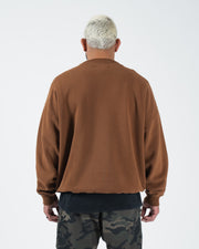 Kingz Kore V2 Crewneck - Back View - Full Plain Back Panel and Hem - Brown - BJJ Streetwear Crewneck