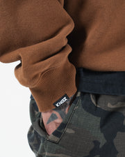 Kingz Kore V2 Crewneck - Cuff Detail Close Up - Kingz Ribbed Cuff Print - Brown - BJJ Streetwear Crewneck