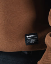 Kingz Kore V2 Crewneck - Hem Label Detail - Kingz Premium Crafted Woven Tag - Brown - BJJ Streetwear Crewneck