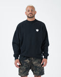 Kingz Kore V2 Crewneck - Front View - White Crown Chest Logo - Black - BJJ Streetwear Crewneck