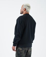Kingz Kore V2 Crewneck - Rear Angle View - Plain Back and Boxy Fleece Fit - Black - BJJ Streetwear Crewneck