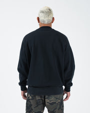 Kingz Kore V2 Crewneck - Back View - Full Plain Back Panel and Hem - Black - BJJ Streetwear Crewneck