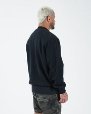 Kingz Kore V2 Crewneck - Side Profile View - Relaxed Sleeve and Ribbed Cuff - Black - BJJ Streetwear Crewneck