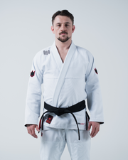 Kingz Ultralight 2.0 BJJ Gi White - 420 GSM Pearl Weave Lightweight Competition Kimono Front View