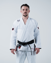 Kingz Ultralight 2.0 BJJ Gi White - 420 GSM Pearl Weave Lightweight Competition Kimono Front View