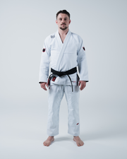 Kingz Ultralight 2.0 BJJ Gi White - Full Body Front View 420 GSM Pearl Weave Kimono