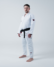 Kingz Ultralight 2.0 BJJ Gi White - Angled Side View Ultralight Label Kimono